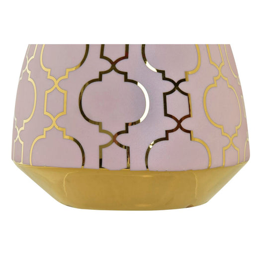 Vase DKD Home Decor Porcelain Pink Golden Oriental Chromed 16 x 16 x 18 cm-1
