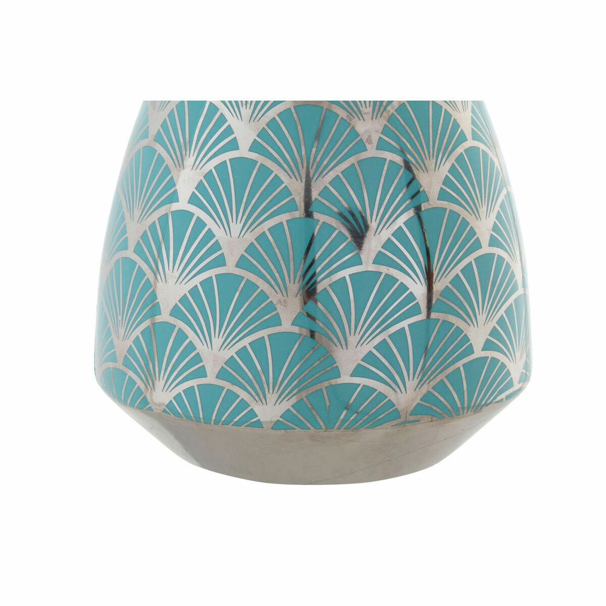Vase DKD Home Decor Porcelain Turquoise Oriental Chromed 16 x 16 x 18 cm-2