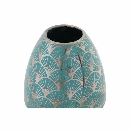 Vase DKD Home Decor Porcelain Turquoise Oriental Chromed 16 x 16 x 18 cm-1