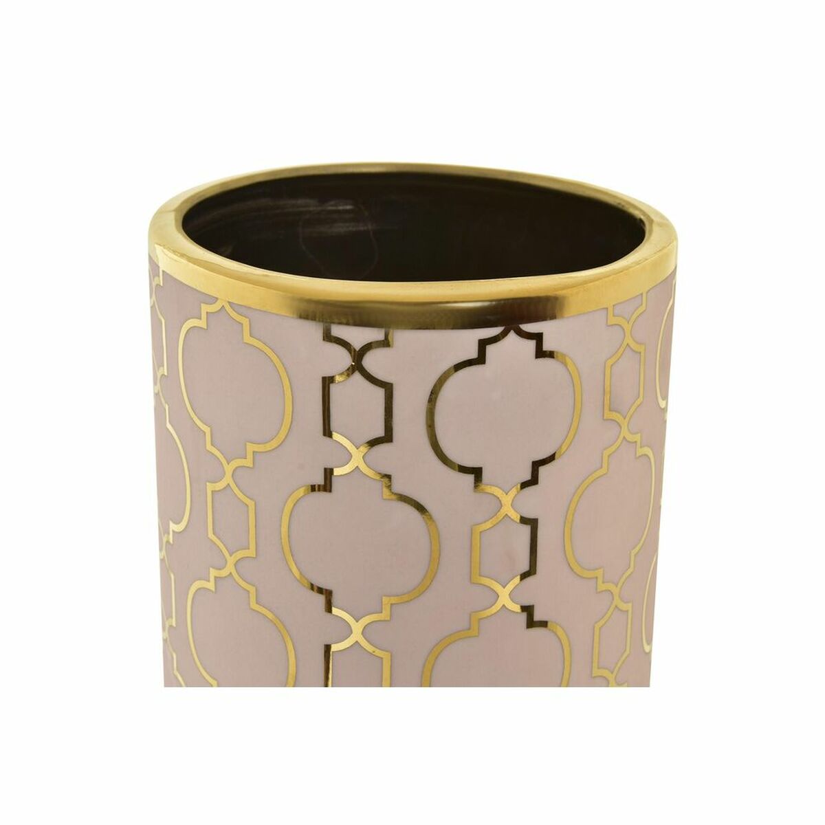 Vase DKD Home Decor 13,5 x 13,5 x 36 cm Porcelain Pink Golden Oriental Chromed-2