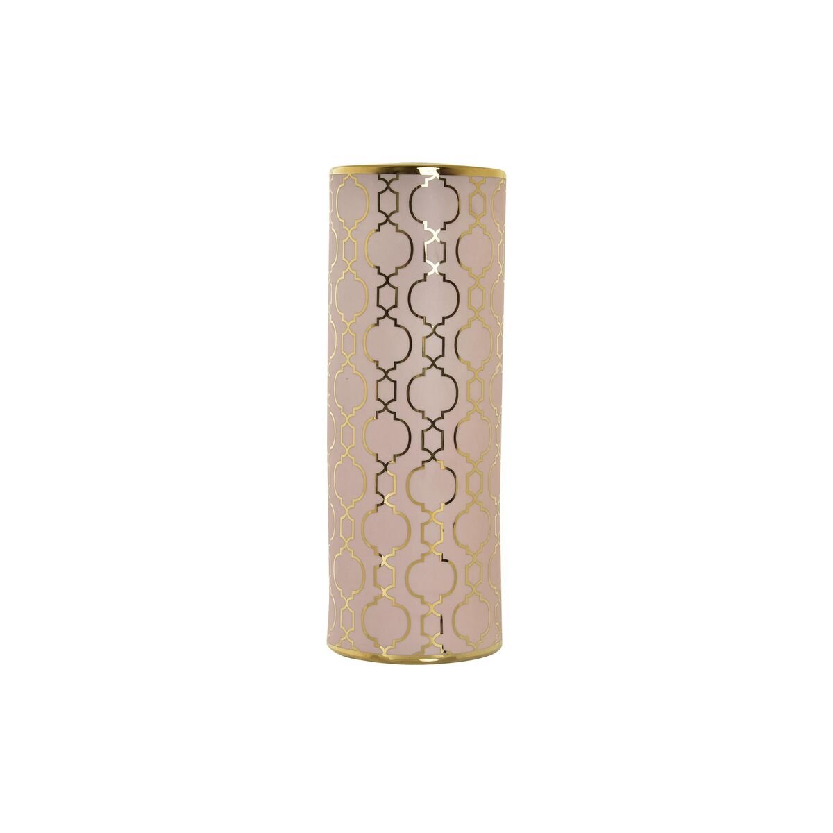 Vase DKD Home Decor 13,5 x 13,5 x 36 cm Porcelain Pink Golden Oriental Chromed-0