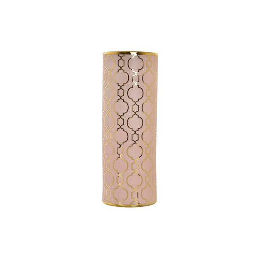 Vase DKD Home Decor 13,5 x 13,5 x 36 cm Porcelain Pink Golden Oriental Chromed-0