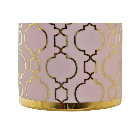Vase DKD Home Decor Pink Golden Porcelain Oriental Chromed 14 x 14 x 32 cm-1
