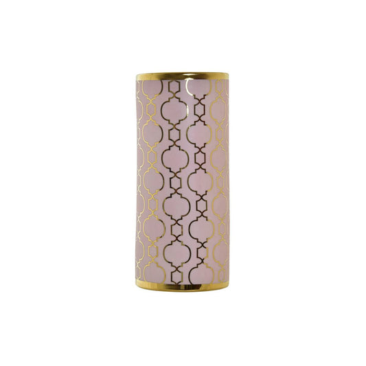 Vase DKD Home Decor Pink Golden Porcelain Oriental Chromed 14 x 14 x 32 cm-0