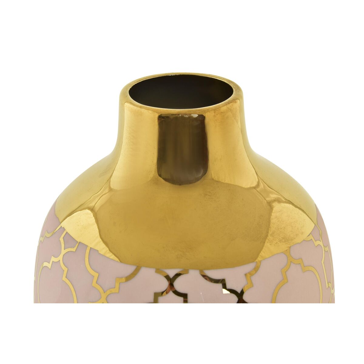Vase DKD Home Decor Porcelain Pink Golden Oriental (15 x 15 x 41,5 cm)-1