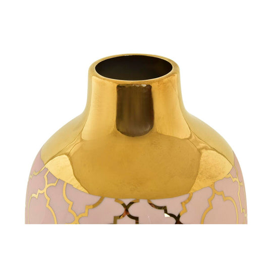 Vase DKD Home Decor Porcelain Pink Golden Oriental (15 x 15 x 41,5 cm)-1