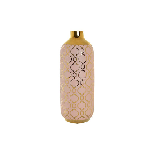 Vase DKD Home Decor Porcelain Pink Golden Oriental (15 x 15 x 41,5 cm)-0