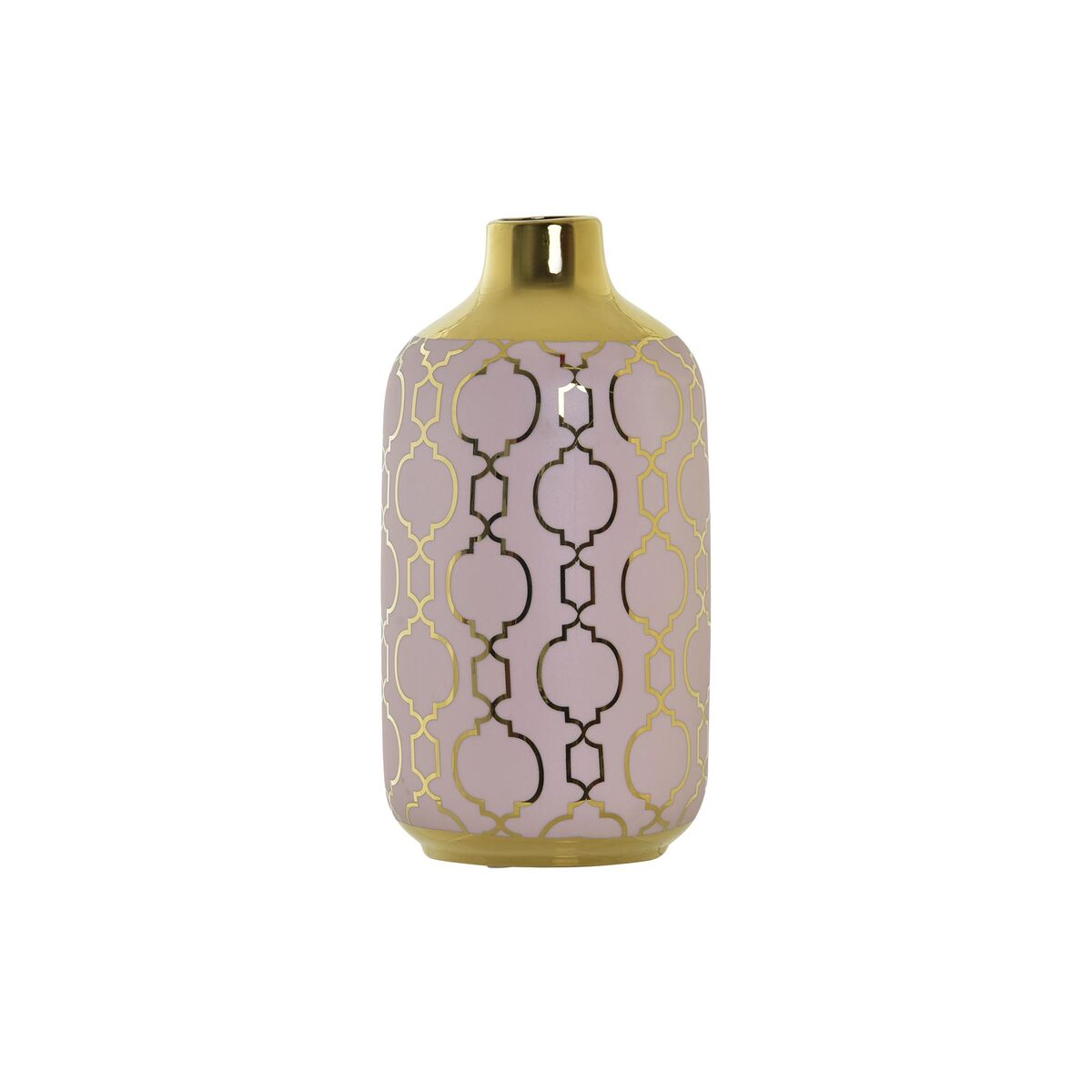 Vase DKD Home Decor Pink Golden Porcelain Oriental Chromed 13 x 13 x 26 cm-0