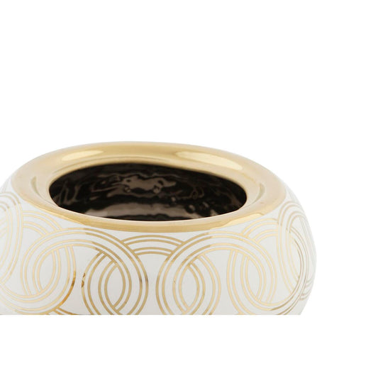 Tibor DKD Home Decor White Golden Porcelain Oriental Chromed 18 x 18 x 22 cm-1