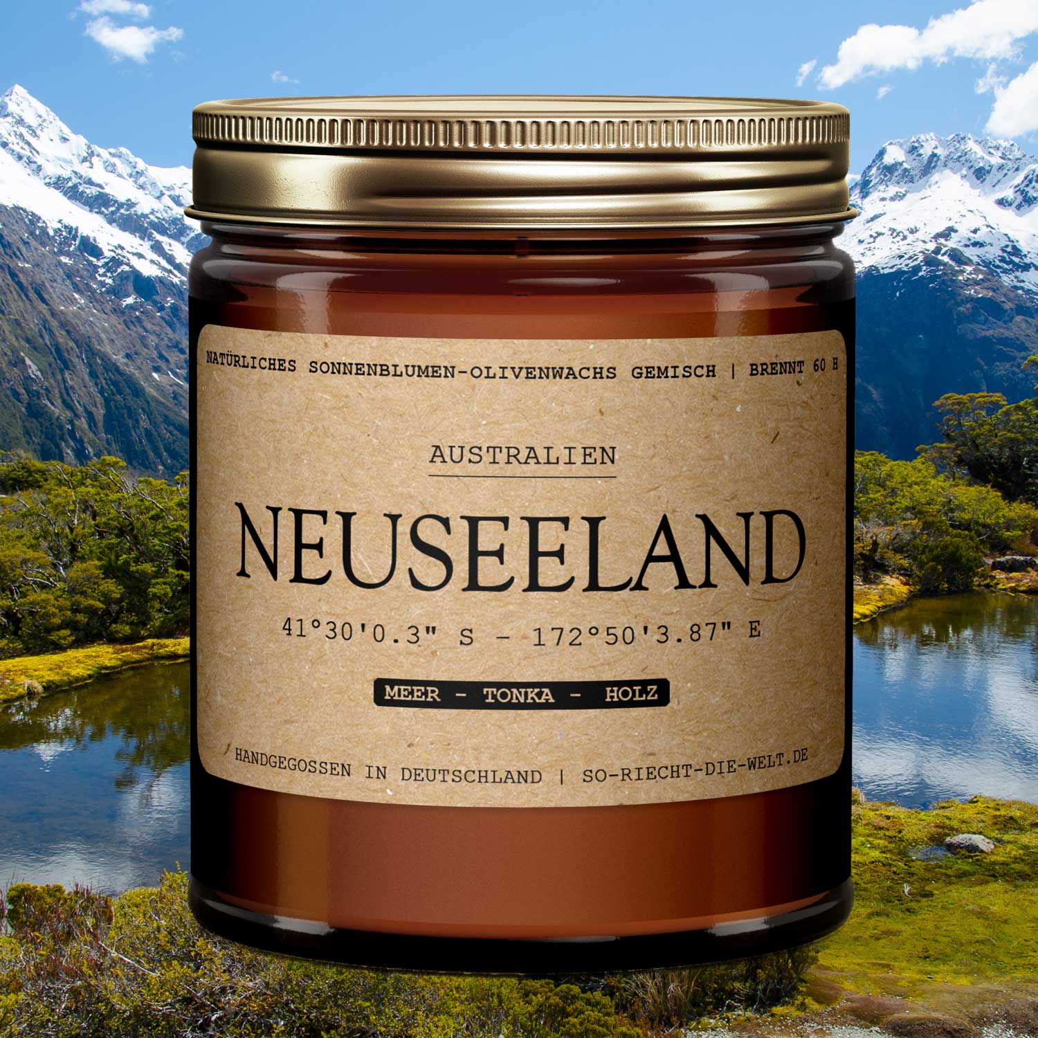 Neuseeland Kerze - Meer | Tonka | Holz-0