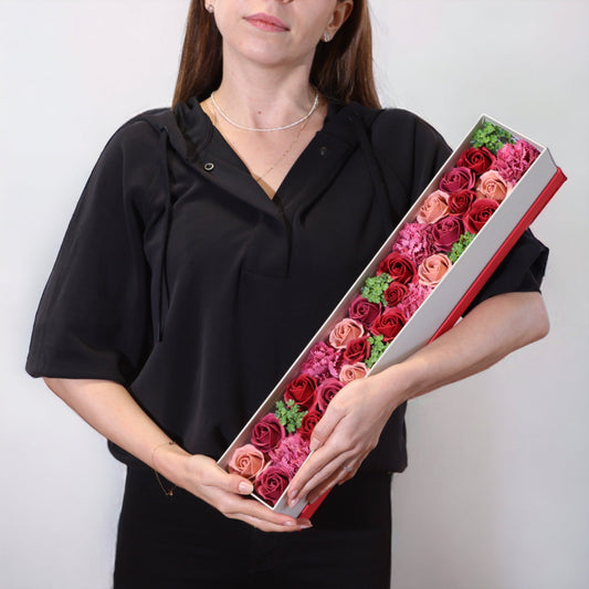 Extra Long Box - Vintage Roses Soap Flowers-1